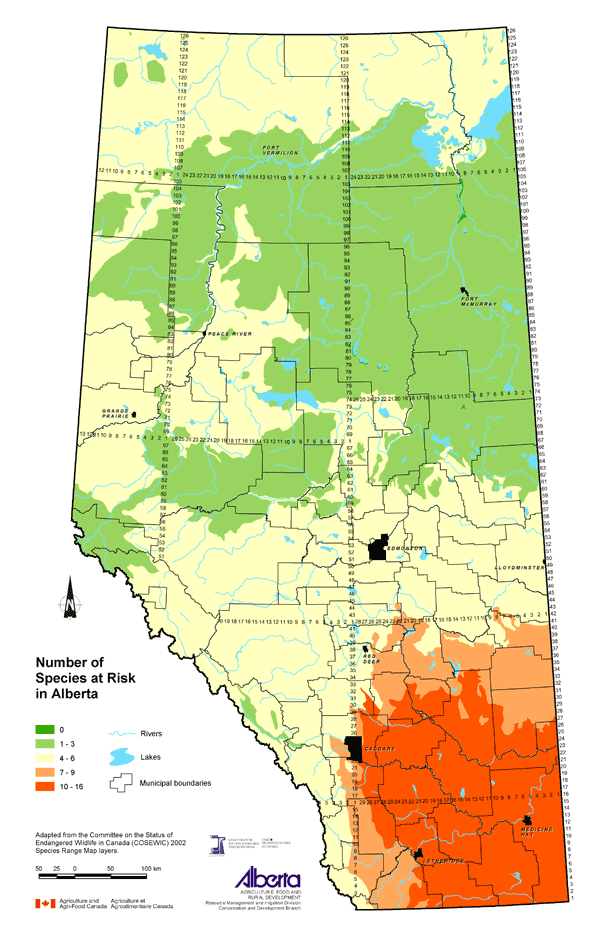 Agricultural Land Resource Atlas of Alberta Number of Species at Risk